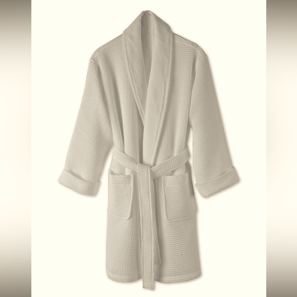 Hotel Collection Waffle super warm and cozy towel lined robe - off white